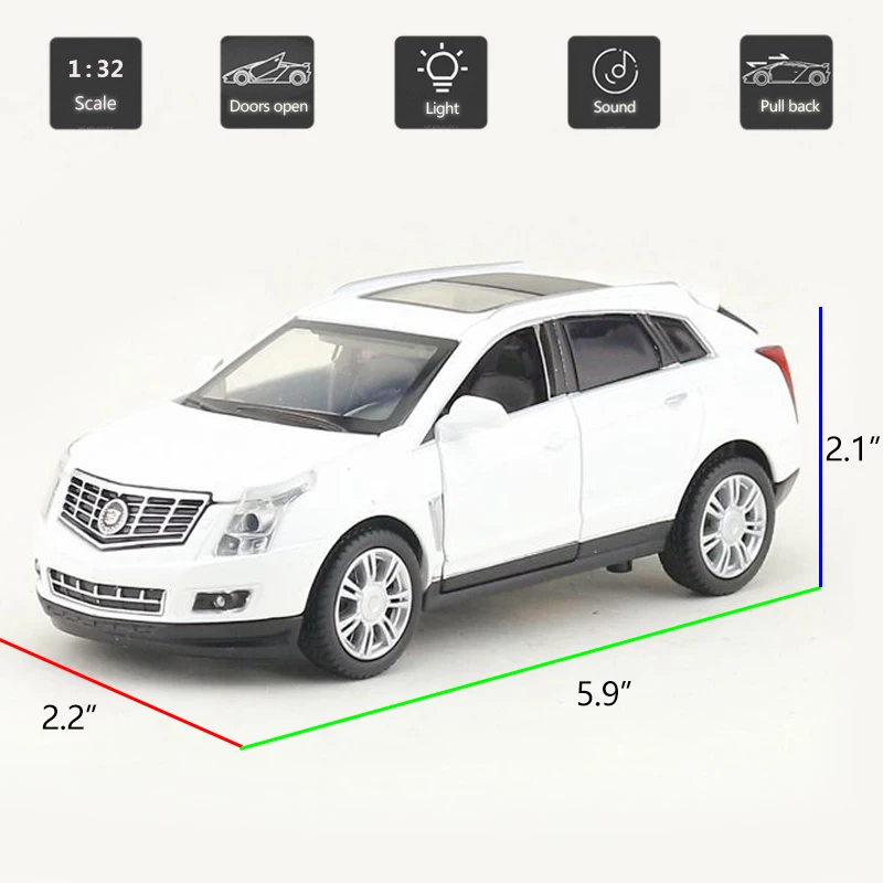 Модель автомобиля HOMMAT в масштабе 1:32 Cadillac SRX SUV модель Литые и игрушечные