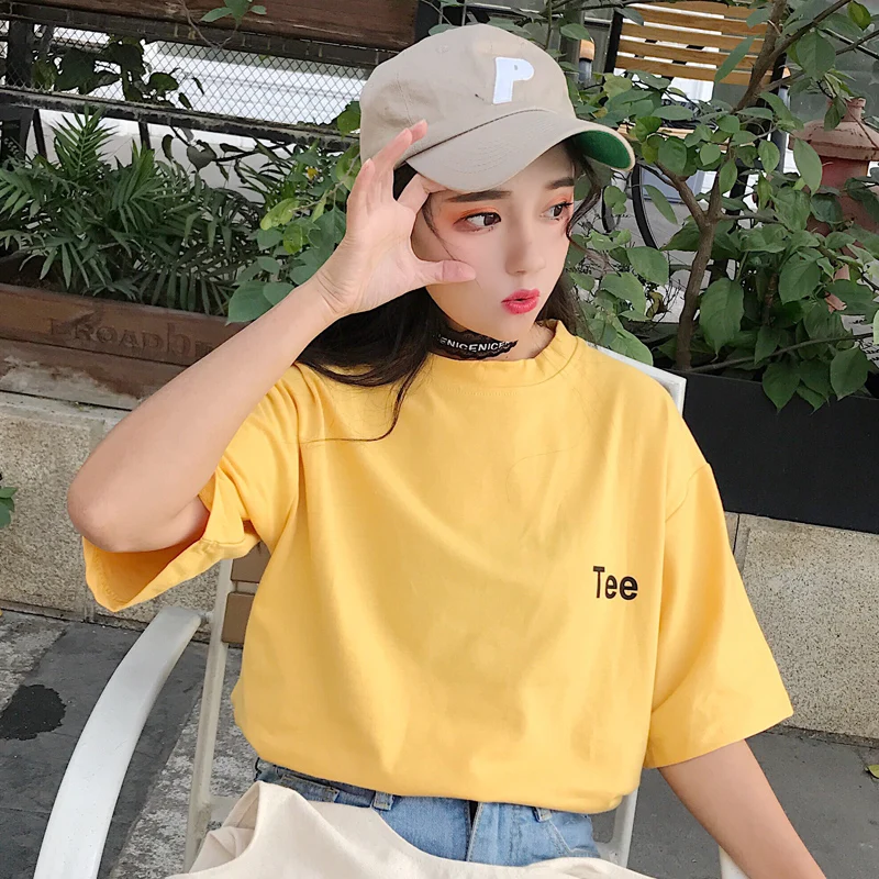 YouGeMan 2019 весна лето футболка женская одежда корейская Ulzzang Harajuku с буквенным