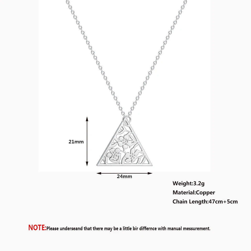 Ожерелье Kinitial с треугольным кулоном полыми цветами лето 2019 золотая цепочка из