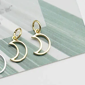 Gold moon 925 пробы Серебряный небольшой талисман фурнитура пустотелая подвеска Звезда Луна для серьги ожерелье изготовление Supppy DIY браслет аксессуары - Окраска металла: Gold moon