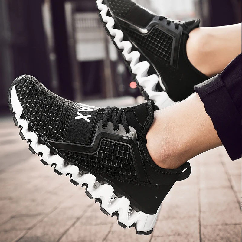 Амортизирующая дышащая сетчатая Мужская обувь для бега Цвет черный красный