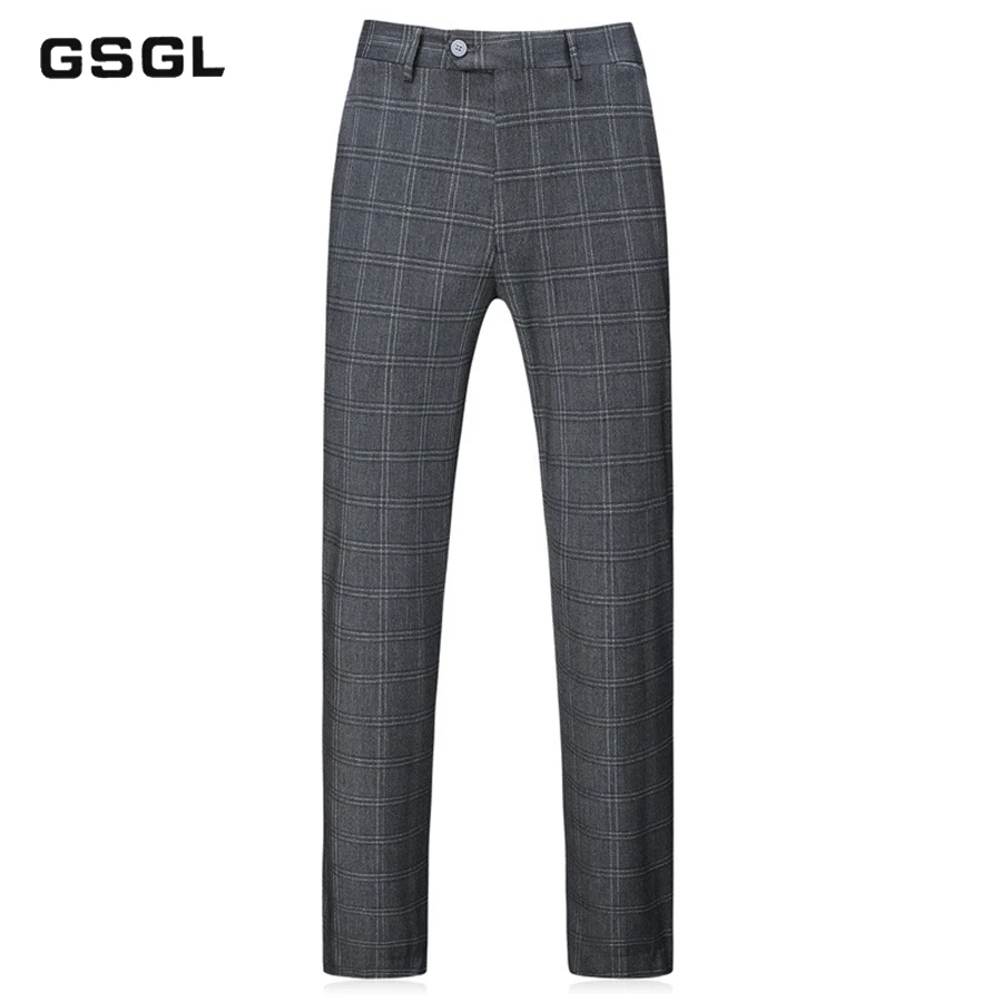 3 Pieces Man Suit Classic Grey Plaid Double Breasted Wedding Business Suits For Men Slim Fit Coats England Male Tuxedos