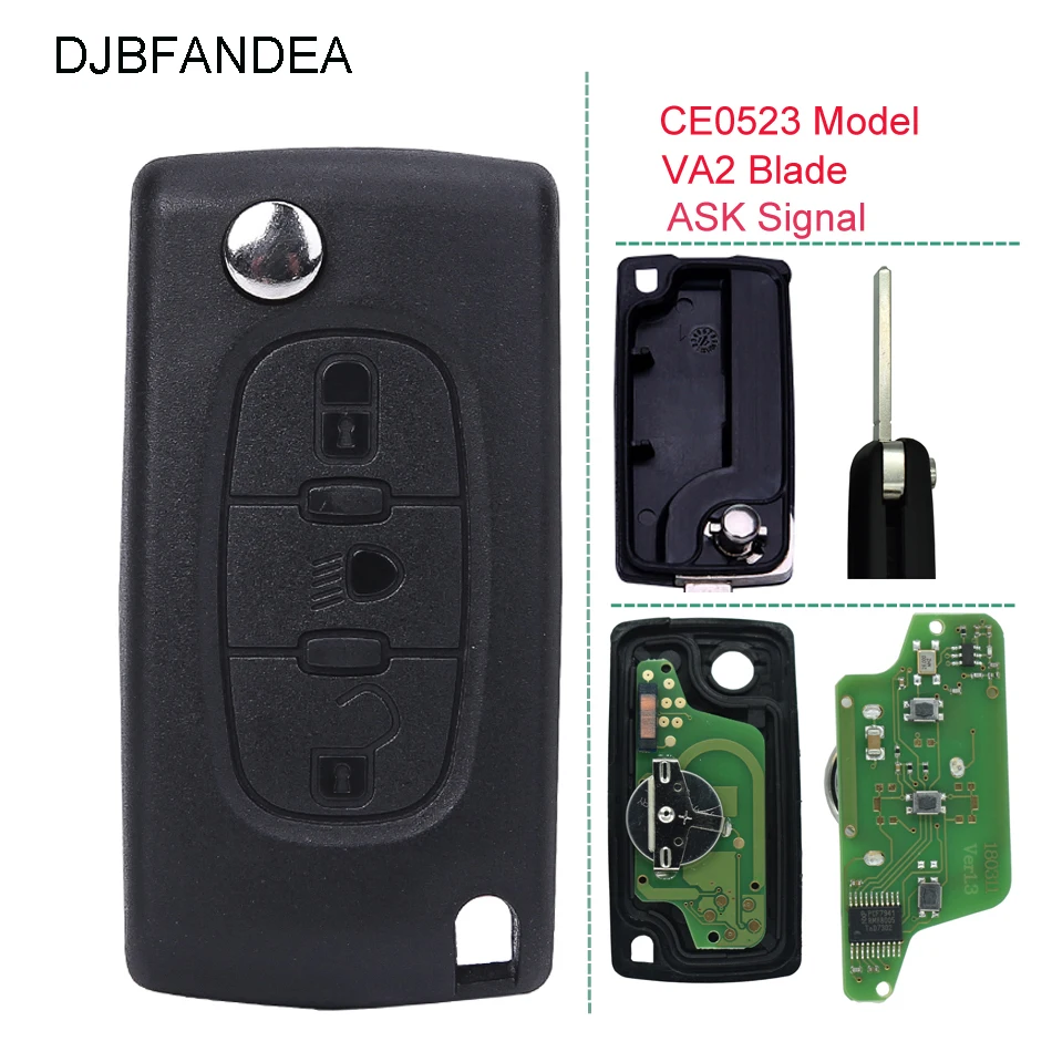 DJBFANDEA Автомобильный Дистанционный ключ 433 МГц для Citroen C5/C4/C3/C2/Berlingo/Picasso 3