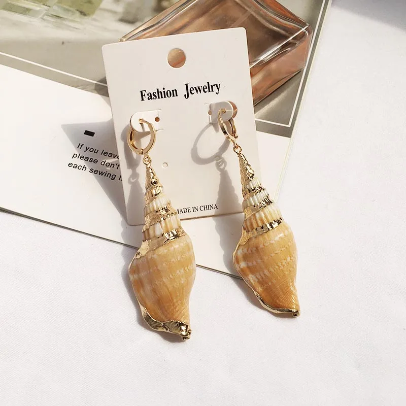 Style4 Модные натуральные сережки в виде ракушек для женщин летние каникулы Уникальные Морские пляжные висячие серьги женские вечерние ювелирные изделия дропшиппинг - Окраска металла: Style4