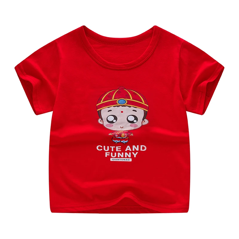 05 red boy Новинка года; летние детские топы; От 2 до 9 лет хлопковые футболки для мальчиков и девочек; Детские футболки с принтом кролика для мальчиков и девочек - Цвет: 05 red boy