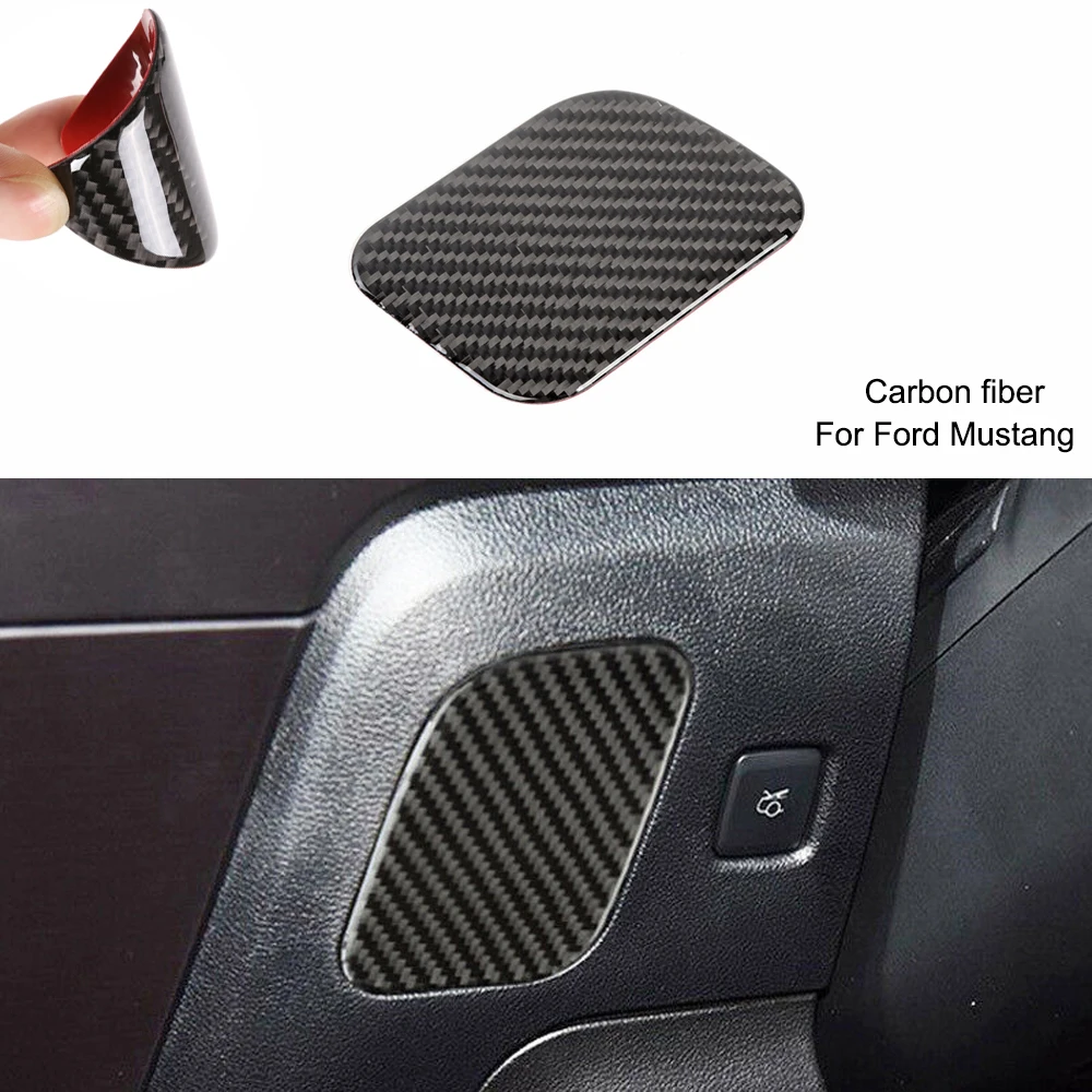 

Carbon fiber Driver's Seat Storage Box Sticker Cover For Ford Mustang 2015-2019