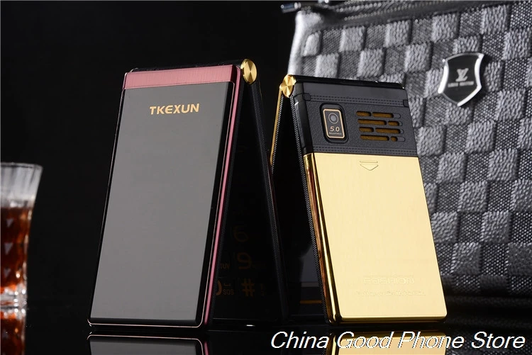 TKEXUN M2 флип металлический корпус телефон 3,0 почерк экран мобильный телефон раскладушка двойной экран большая батарея большая клавиатура