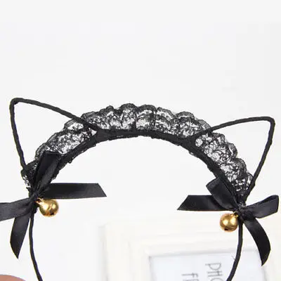 Lace B Женские кружевные кошачьи уши, искусственный кристалл, стразы, сплав, повязка для волос, обруч для волос - Цвет: Lace B