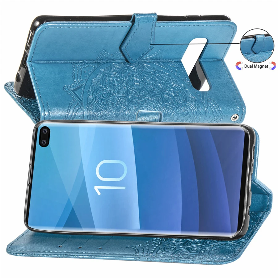 Чехол книжка для Samsung Galaxy S10 Plus S10e M20 M10 3D чехлы с цветами S8 S9 A7 A9 A6 A8 J4 J6 J8 2018