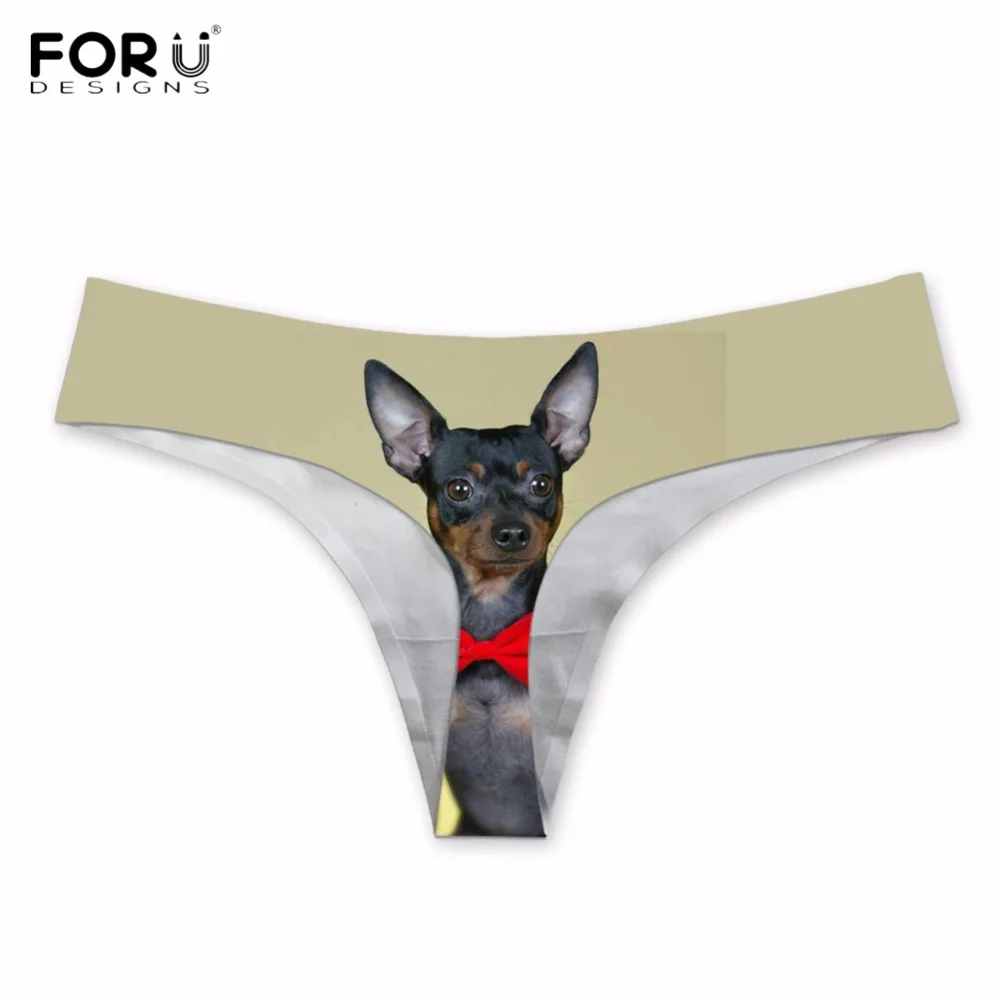 FORUDESIGNS/Забавные 3D собачки Pinscher Miniatura женские сексуальные стринги с принтом летние