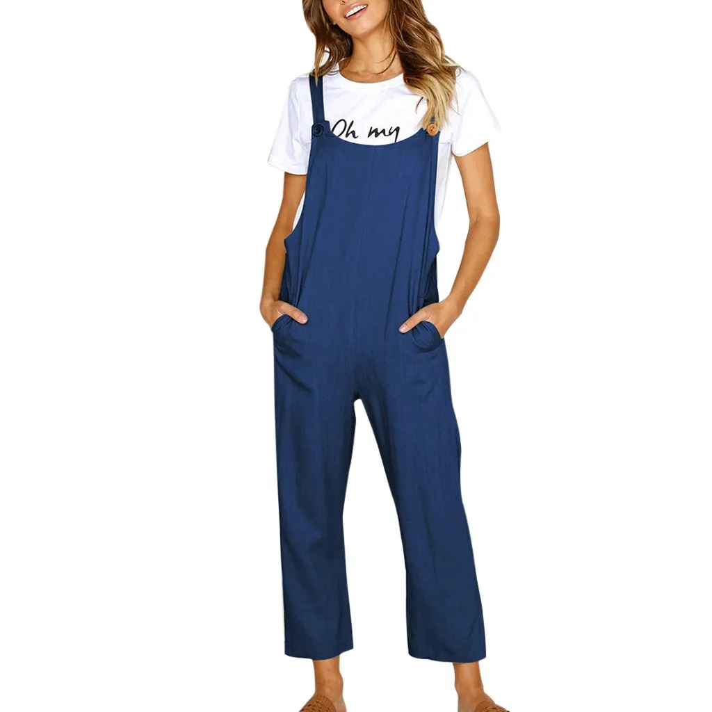 Боди Femme Mono Mujer Largo Elegante combishorts, Женский Повседневный свободный мешковатый комбинезон с карманами, комбинезон, брюки, комбинезоны Z4