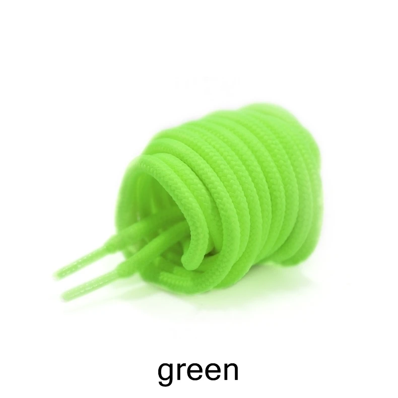green 2 шт./лот, круглые полиэфирные шнурки для ботинок, однотонные классические ботинки martin, шнурки, повседневные спортивные ботинки, обувь на шнуровке 90 см/120 см/150 см Z025 - Цвет: green