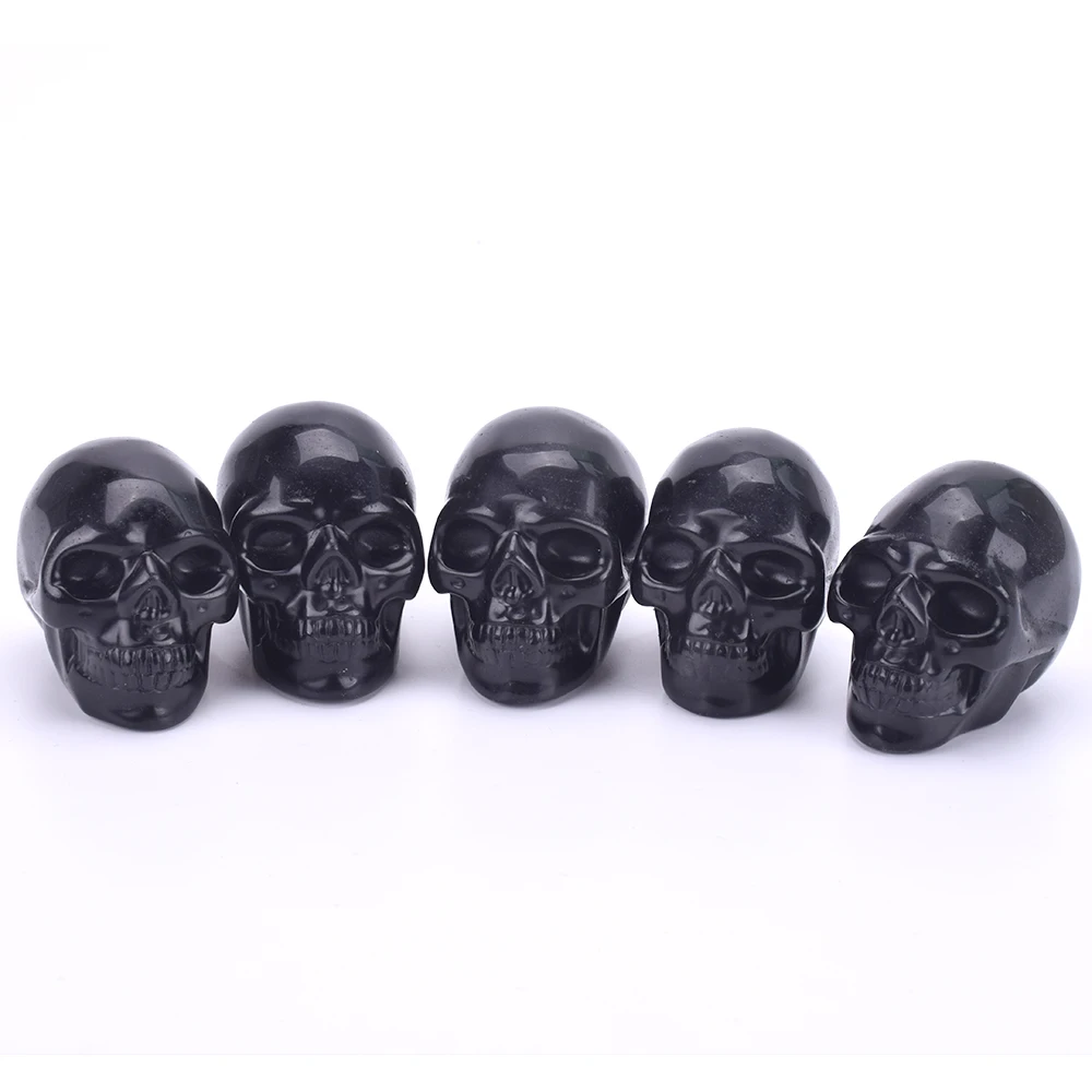 2 ''черный обсидиан камень череп статуя ручной работы кристалл исцеление