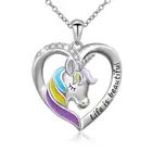 Цепочка с подвеской Life Is Beautiful, ожерелье серебристого цвета с надписью Единорог в форме сердца для женщин-подростков