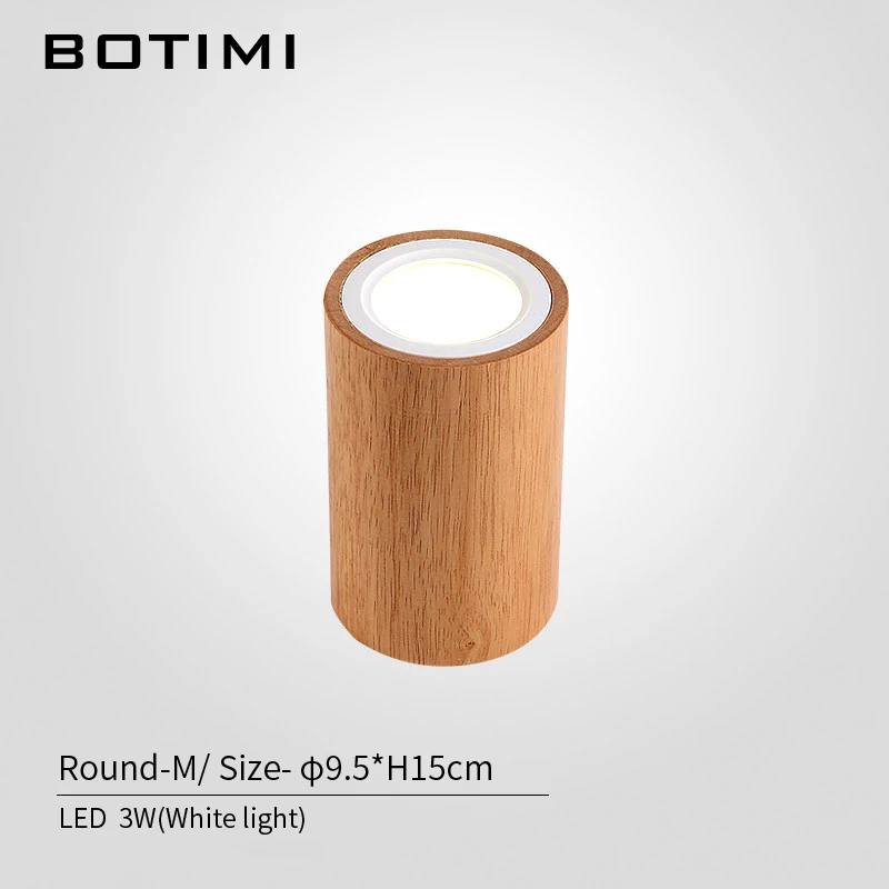 Round-M-White Light BOTIMI современные светодиодные потолочные лампы для коридора маленькие круглые деревянные потолочные светильники 220 в квадратные кубовидные деревянные фойе светильники - Цвет корпуса: Round-M-White Light