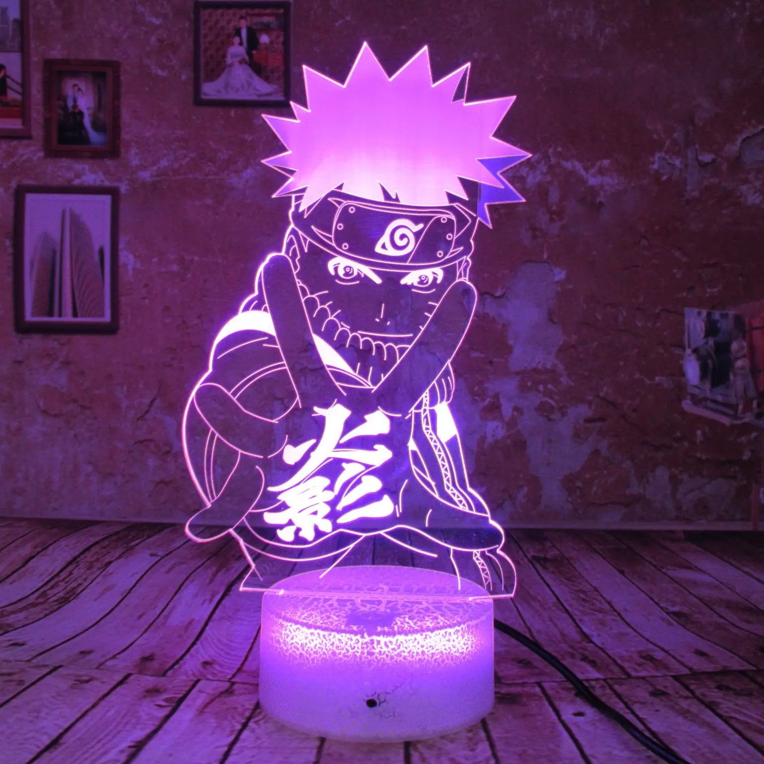 3D иллюзия светодиодный ночник для детей Наруто Uzumaki фигурку USB Базовая Зарядка на