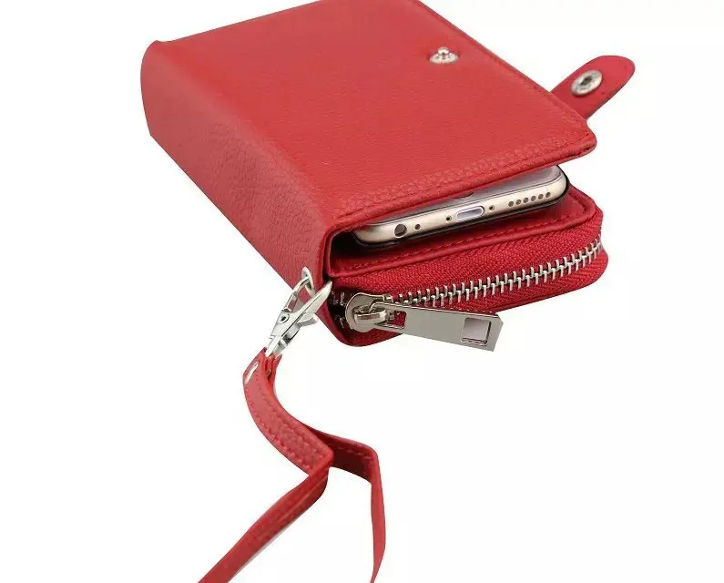 1x Роскошный кожаный чехол на молнии с отделением для кредитных карт iphone 6