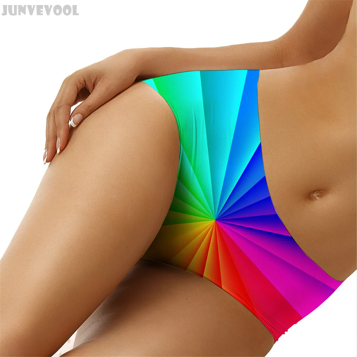Бесшовные прозрачные трусики 3D Градиент радужной полосой печати женское нижнее