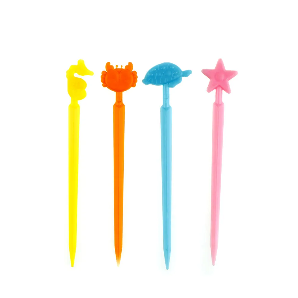 Одноразовые разноцветные вилки для еды фруктов пластиковые палочки с сердечками