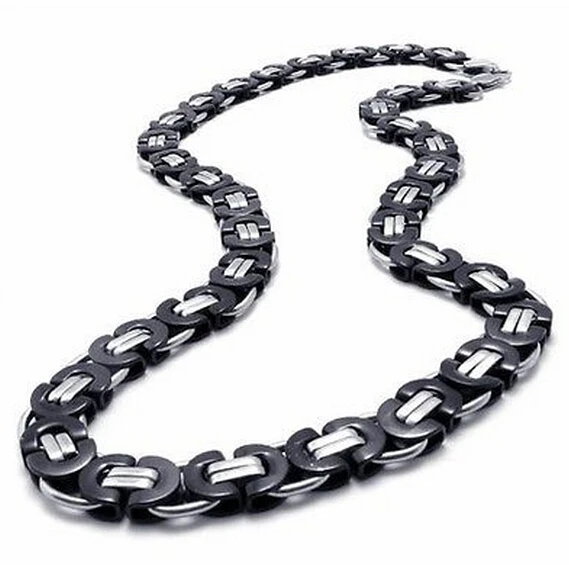 10 мм черная плоская Византийская цепочка ожерелье и браслет набор ювелирных