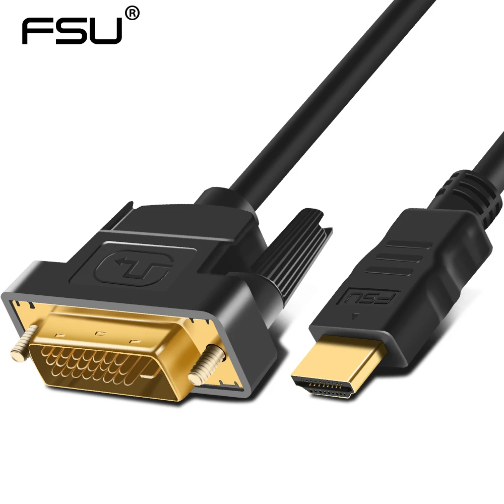 HDMI к DVI 1080P 3D Высокоскоростной 1 м 2 м 3 м 5 м DVI-D 24+ 1 к HDMI кабель конвертер для lcd DVD HDTV xbox DVI разъем