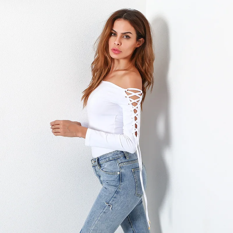 Мода 2018 боди Для женщин комбинезон Костюм Сексуальная бинты с открытыми плечами