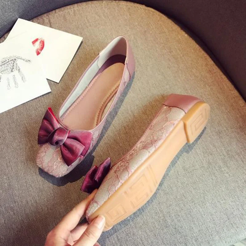 2019 сезон: весна–лето Туфли без каблуков женские балетки кружева Элитный бренд