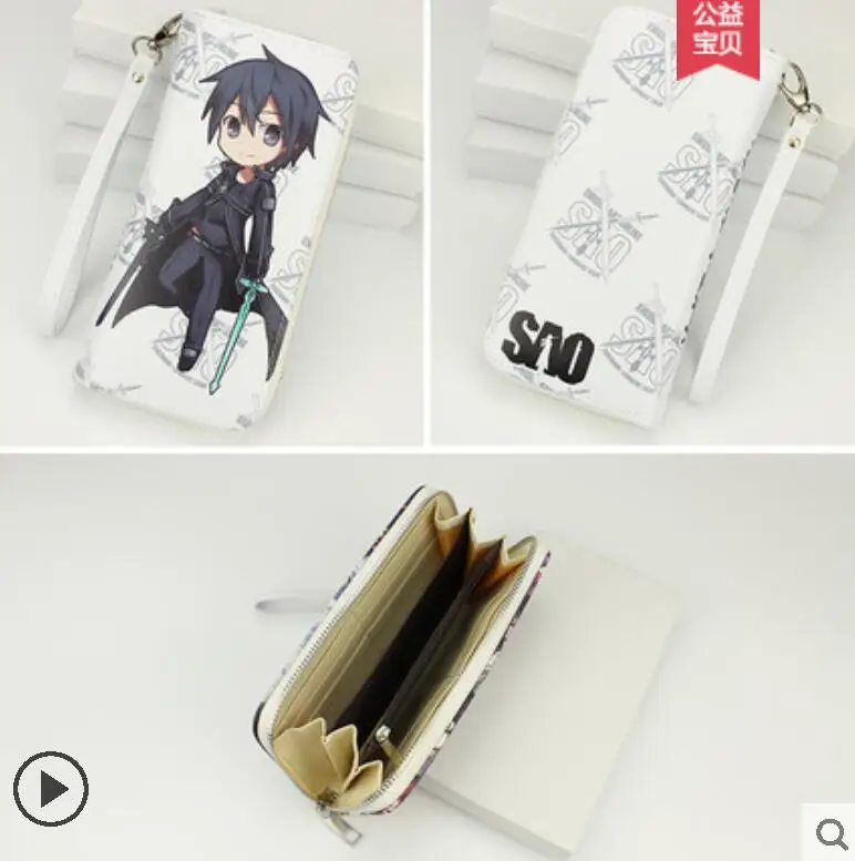 Sword Art Online японский мультфильм аниме кошелек унисекс PU Короткие Длинные стандартные кошельки Yuuki Asuna Kirigaya Kazuto кошелек - Цвет: 1