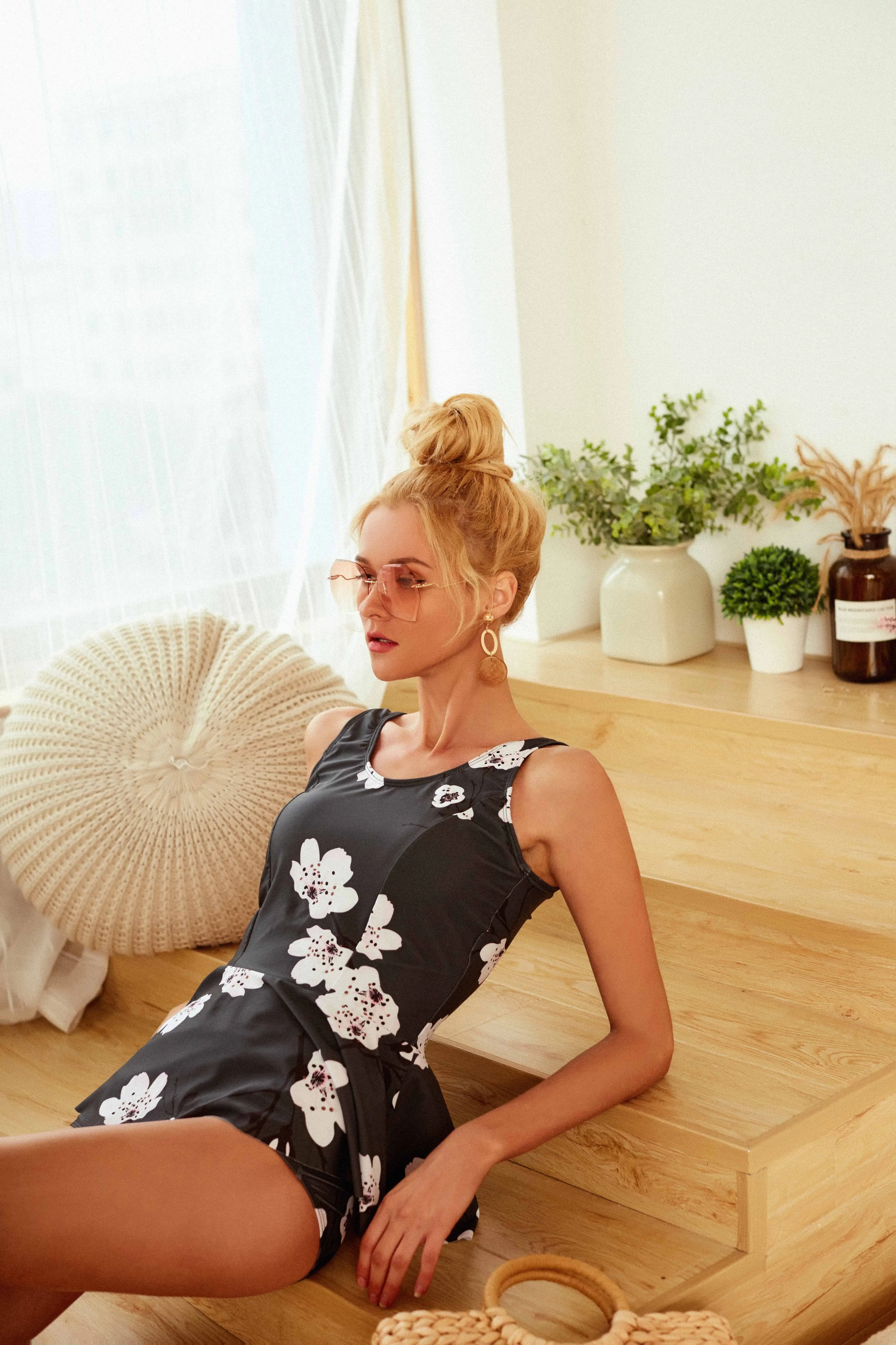 Женский купальник из двух частей с цветочным принтом танкини купальный костюм| |