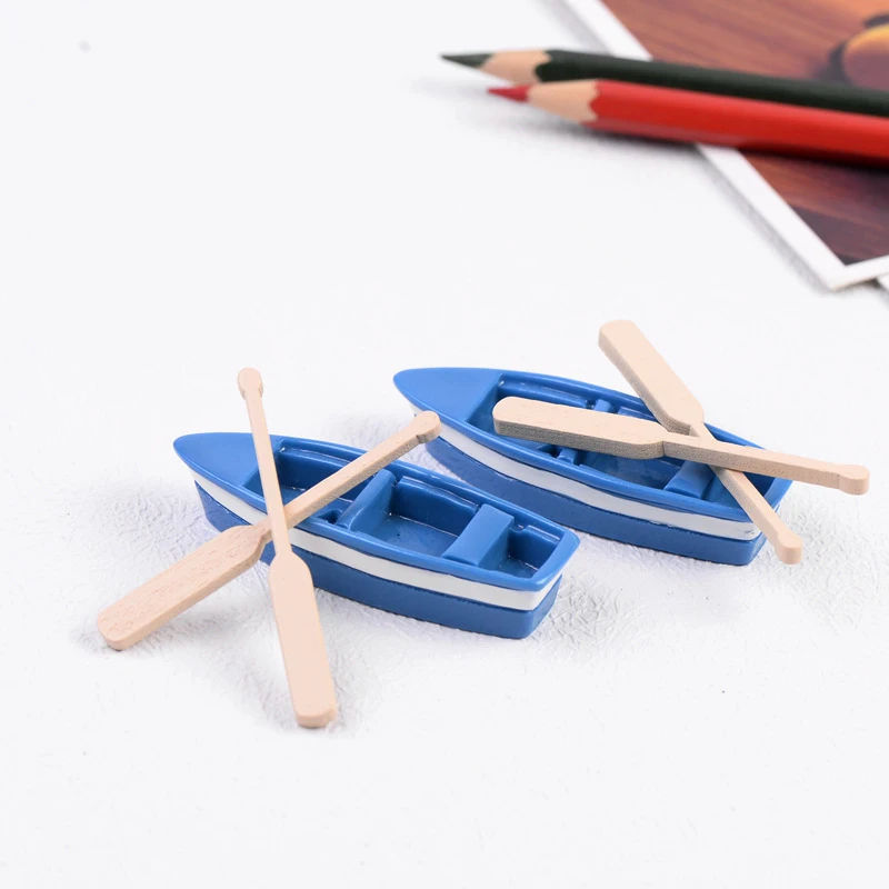 10sets Cute Craft Boats with Paddle Home Decor Figurines Toys Eco bottle/Miniatures Micro Garden Beach DIY Accessories Ornaments | Дом и сад