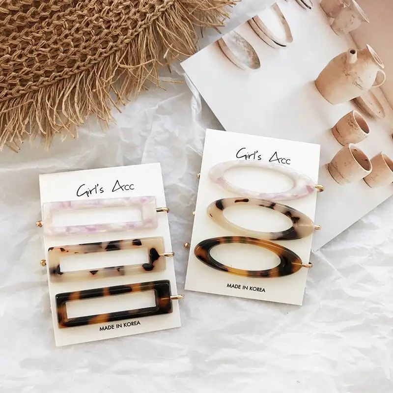 Женские Винтажные заколки для волос корейские из акриловой смолы с леопардовым