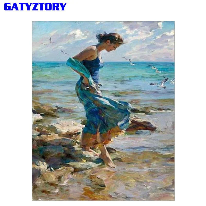 GATYZTORY рамка Рождественский снег Сделай Сам картина по номерам пейзаж Ручная роспись маслом Современная Настенная живопись Домашний декор уникальный подарок - Цвет: 3