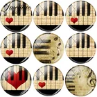 JWEIJIAO пианино-клавиши, зажим, искусство, красное сердце, музыкальные ноты, стекло, кабошон, узор, купол, демонстрация, плоская спина, DIY ювелирные аксессуары