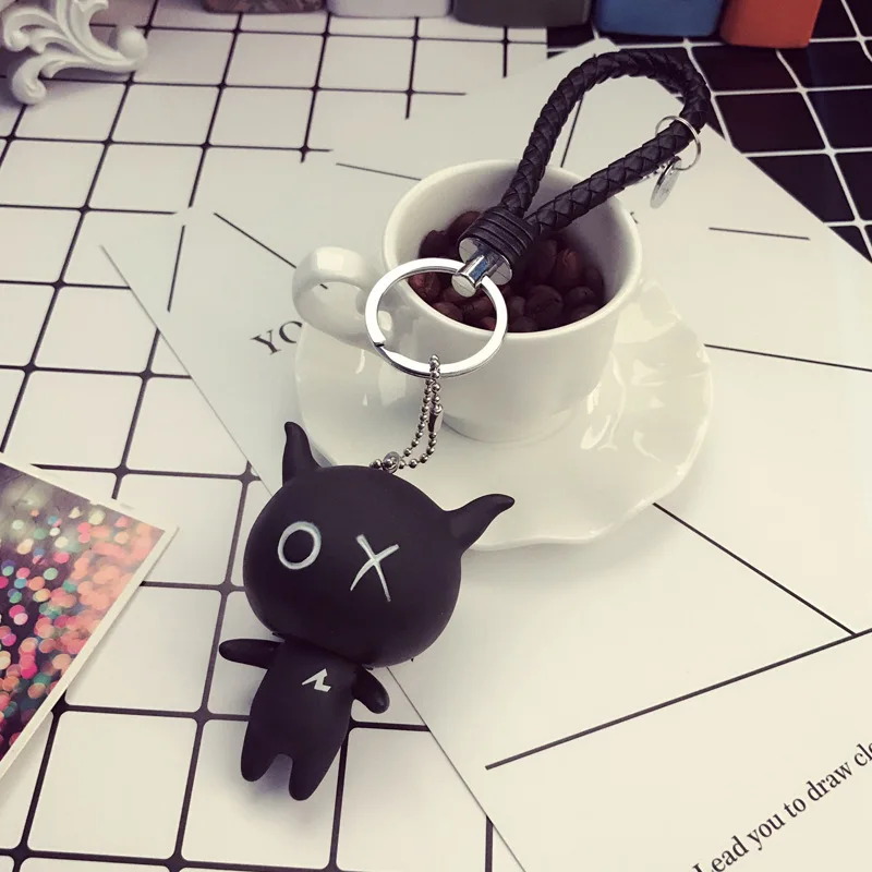 Мультфильм черный кукла брелок для Для женщин и мужчин милые дамы сумка плетеная