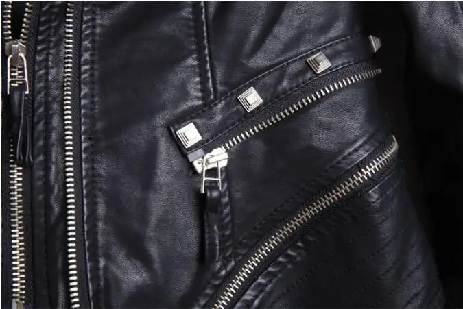 5XL plus size women jacket 2018 fashion Women's new spring and autumn leather rivets Slim motorcycle coats | Женская одежда