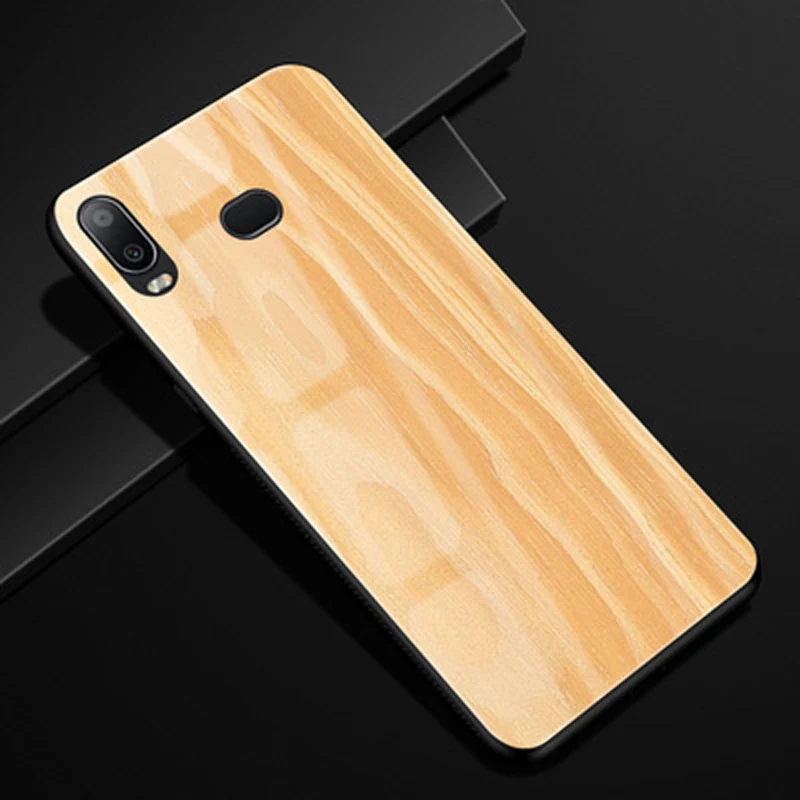 Для samsung Galaxy A6s текстура древесины закаленное стекло + мягкий край крышка для a6 s a6s