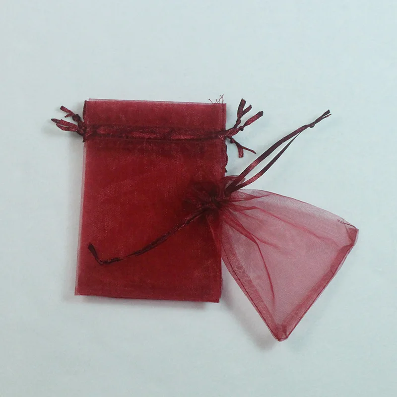 Новинка 100 шт./лот 9x12 см сумки из органзы бордового цвета свадебные подарочные для