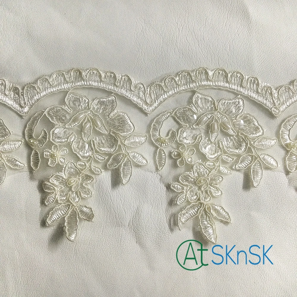 Unique lace5 yard/lot 11cm width lovely white lace trim DIY beads lady dress sewing car bone embroidery ribbon A2 | Дом и сад