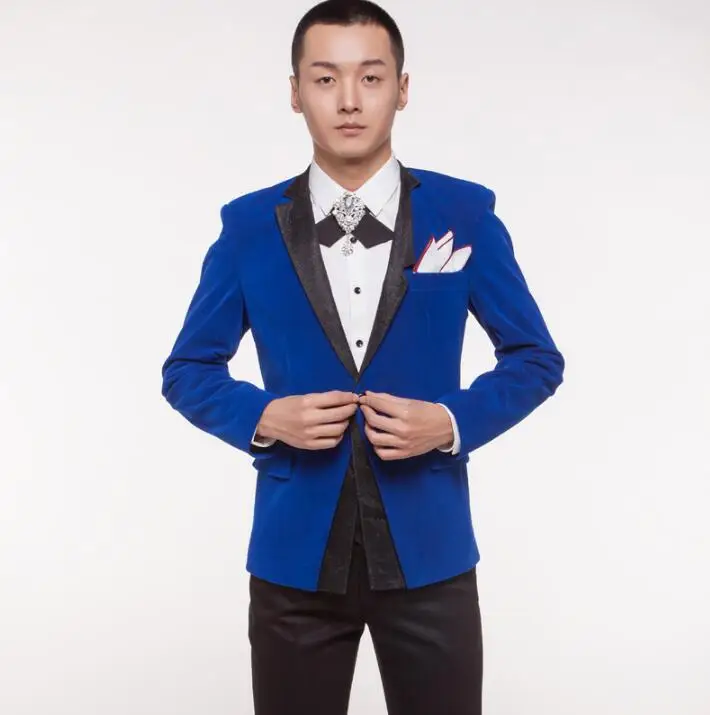 

men suits designs masculino homme terno stage costumes for singers men blazer dance clothes jacket formal dress punk rock blue