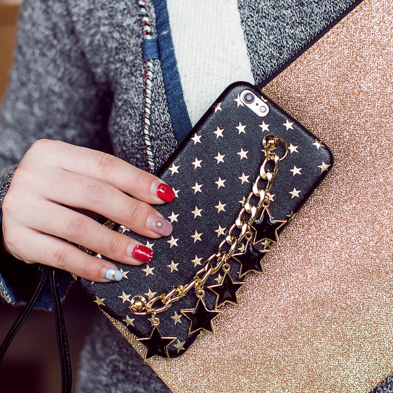 Luxury Stars Chain Pendant Tassel Bracelet Case For iPhone X XS MAX XR 6S 7 8 Plus Cases Silk Pattern Soft Cover Phone Shell |