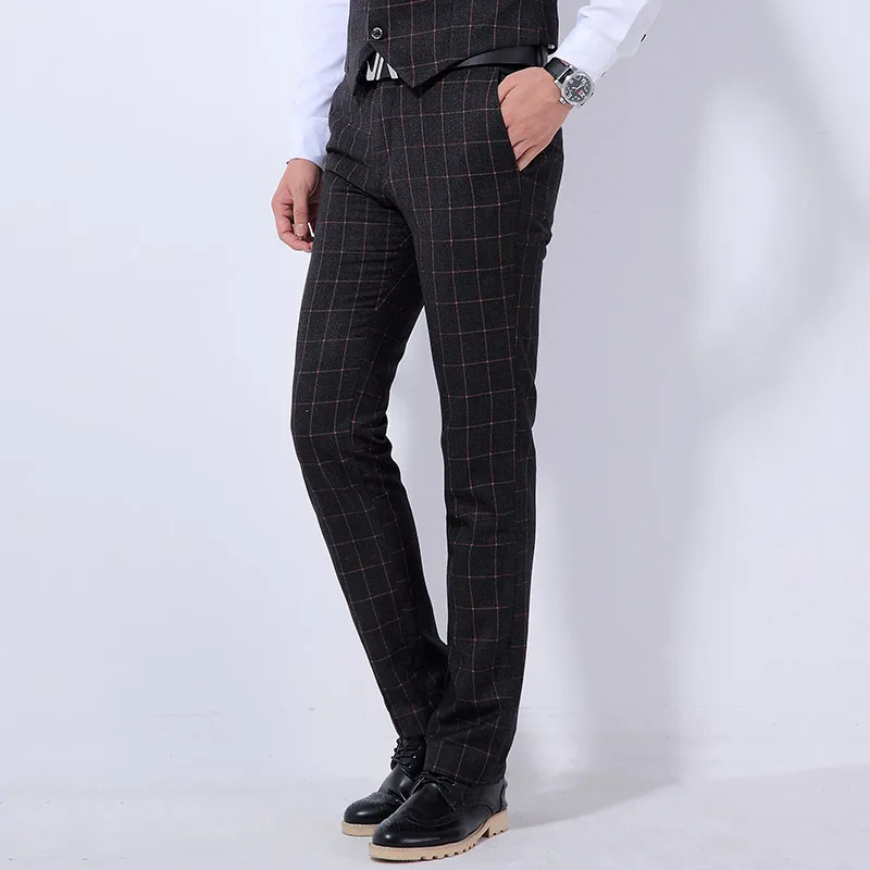 Мужской костюм брюки клетчатые не гладить деловые формальные высокое качество
