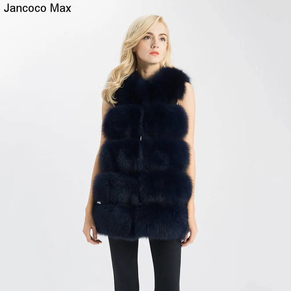 Navy Blue JKKFURS Новые поступления Для женщин реальные жилеты из лисьего меха теплые зимние мягкий жилет модный жилет толстый слой S1466 - Цвет: Navy Blue