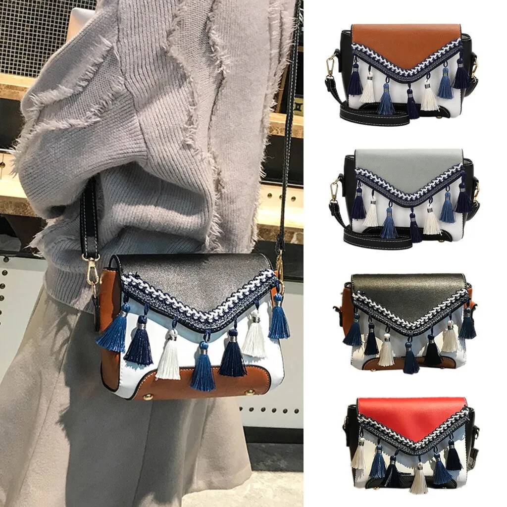 Винтажная женская сумка мессенджер с кисточками пляжная 50 2019|Сумки ручками| |