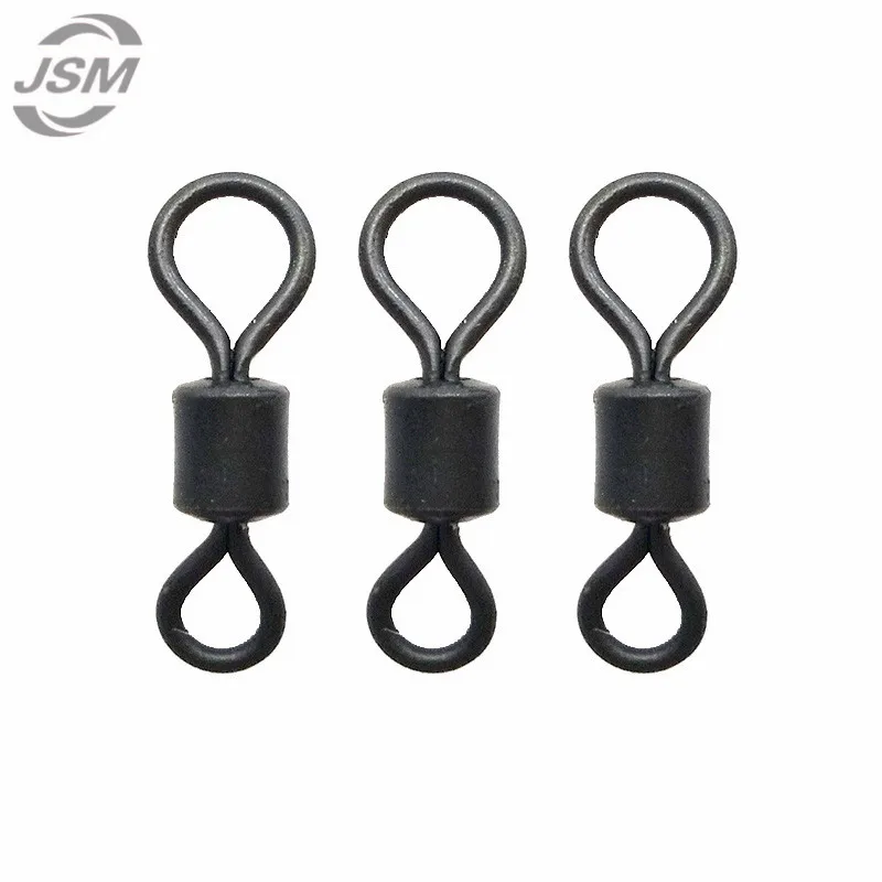 JSM 100 шт. матовые черные рыболовные Вертлюги для катания на карпа большой
