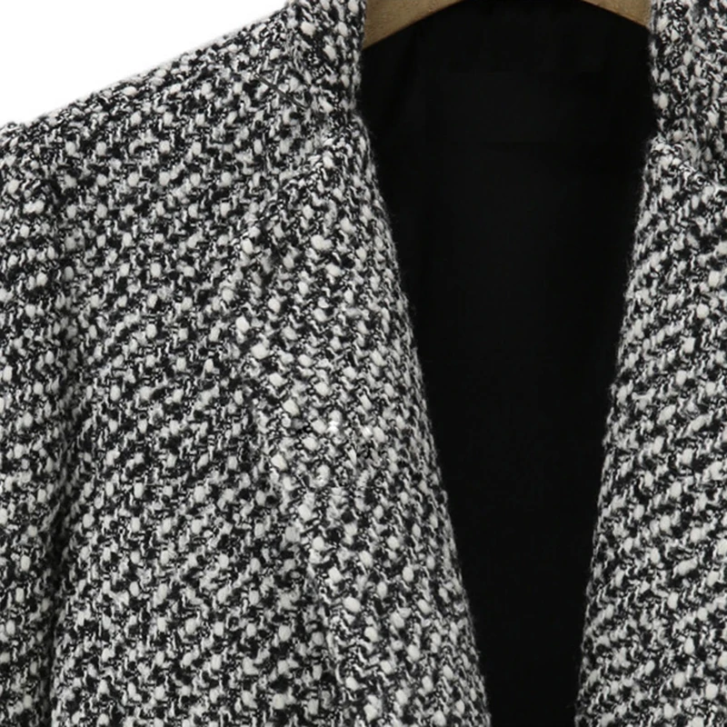 Promotions Large size new women's winter blended coat thickened plaid single-breasted lady Slim warm Woolen Windbreaker DF7724 | Женская