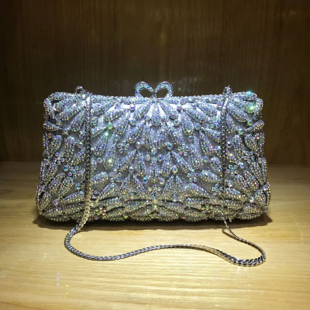 Серебристый металлический женский клатч яркие свадебные вечерние сумочки с