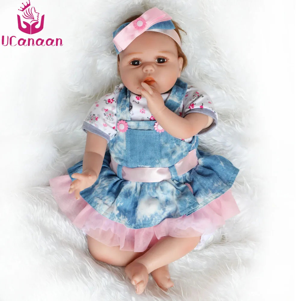 UCanaan дюймов/22 дюймов силиконовая кукла реборн 55 см виниловые Brinquedos куклы для