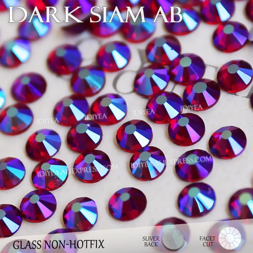 Стразы для маникюра Dark Siam AB все размеры искусственные ногти кристаллы блесток