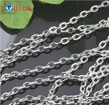 Rhodium MINGXUAU 5 м/лот родий/серебро/золото/бронза/античная бронза покрытые цепочки для ожерелья латунь оптом для DIY ювелирных изделий материалы - Цвет: Rhodium