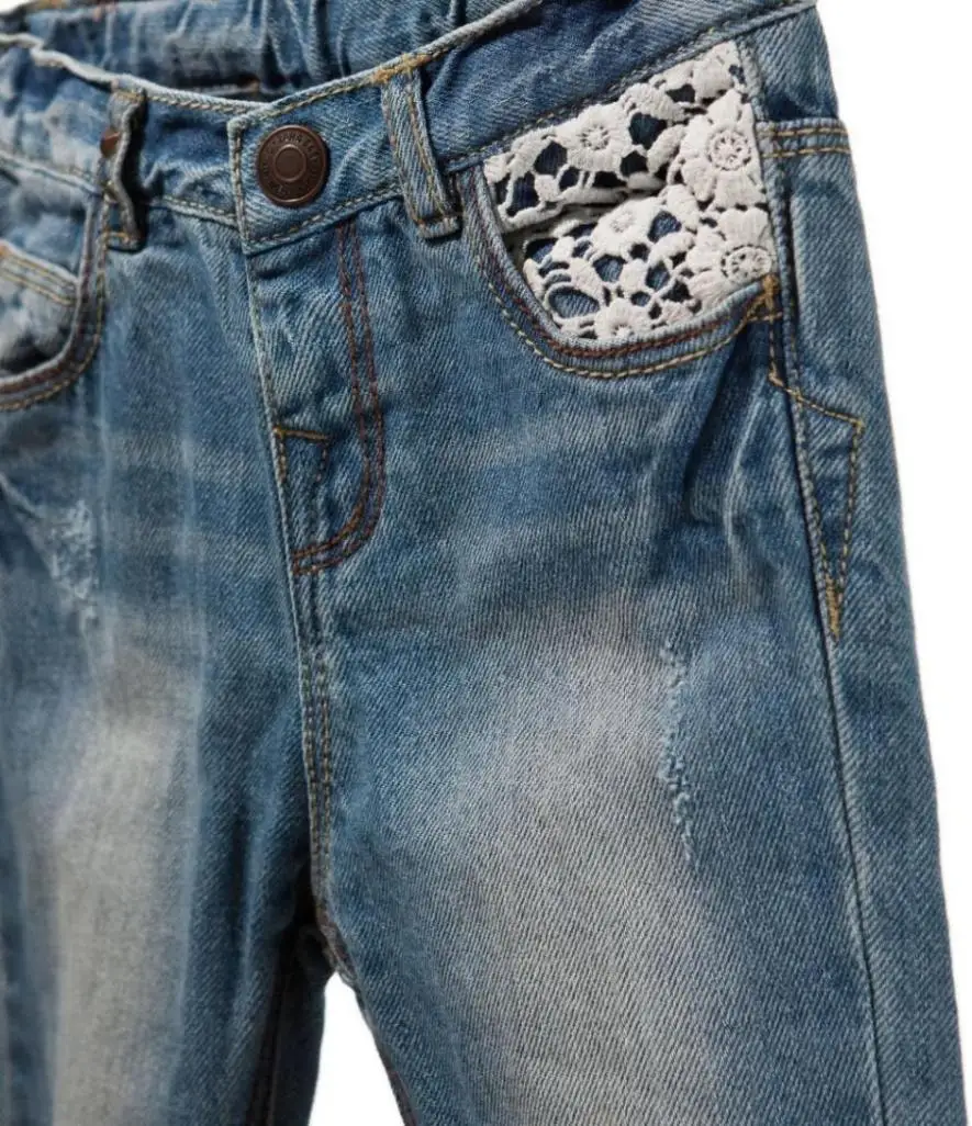 Модная брендовая одежда для малышей джинсы девочек штаны маленьких из 100% хлопка